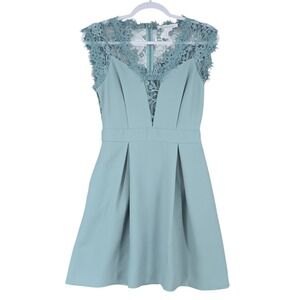 BCBGeneration Lace Cap Sleeve V Neck Fit Flare Dress‎ Blue Size 2